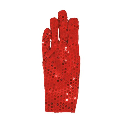 Guantes cortos lentejuelas rojos
