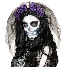 Diadema rosas violetas con calavera