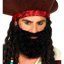 Barba con bigote rizada negra