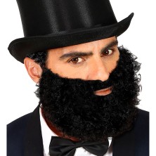 Barba con bigote rizada negra