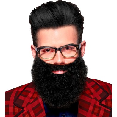 Barba con bigote rizada negra