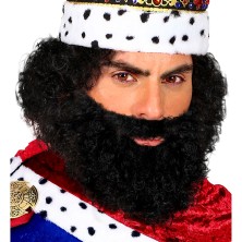 Barba con bigote rizada negra