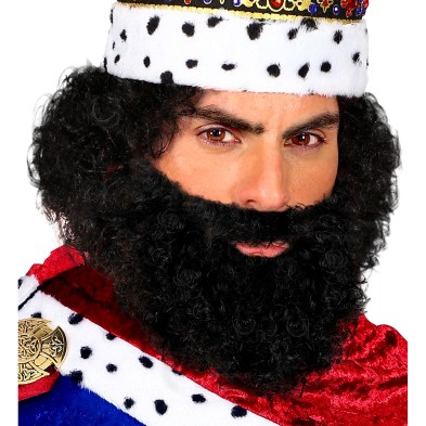 Barba con bigote rizada negra