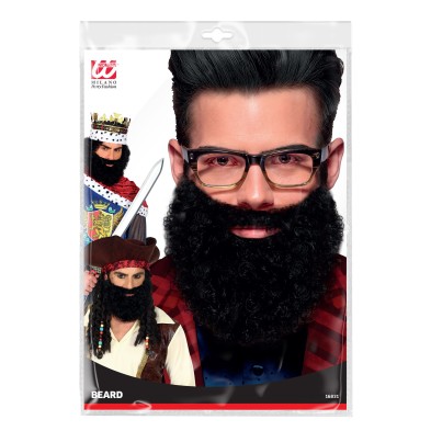 Barba con bigote rizada negra