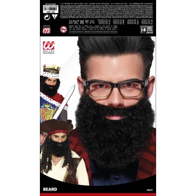 Barba con bigote rizada negra