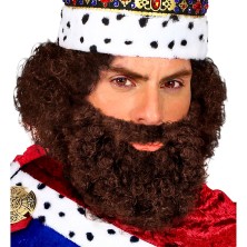 Barba con bigote rizada castaña