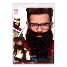 Barba con bigote rizada castaña