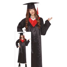 Toga Graduación negra cinta roja