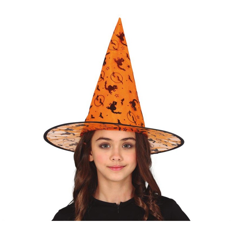 Sombrero de bruja naranja infantil