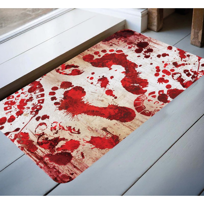 Felpudo con pisadas de sangre