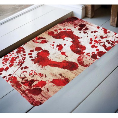 Felpudo con pisadas de sangre