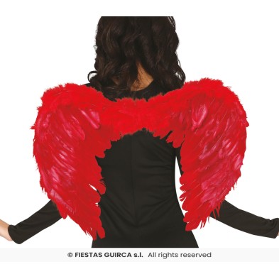 Alas de plumas rojas