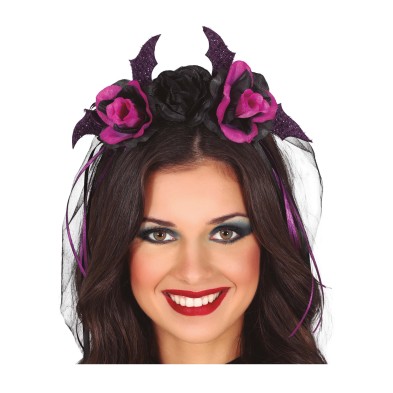 Diadema de Flores negras y lilas