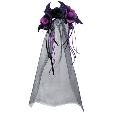 Diadema de Flores negras y lilas