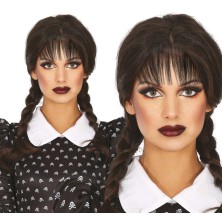 Peluca con trenzas negras
