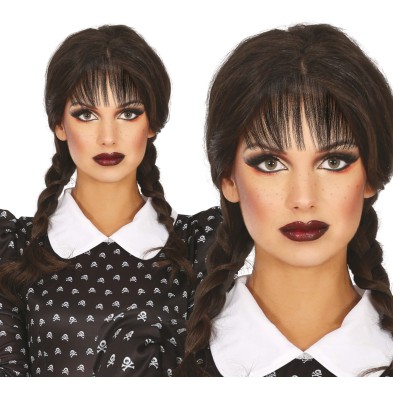 Peluca con trenzas negras