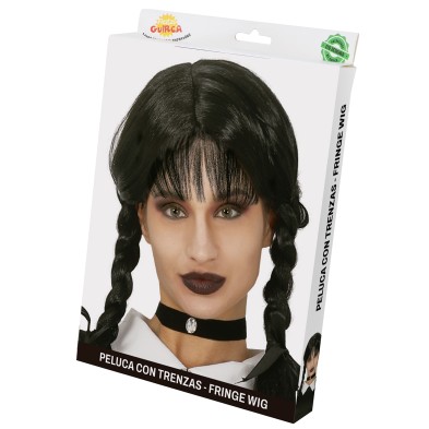 Peluca con trenzas negras