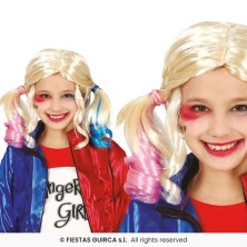 Peluca coletas payasa Infantil