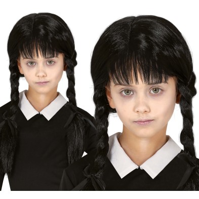 Peluca infantil con flequillo y trenzas