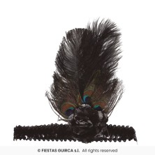 Cinta Lentejuelas negra con pluma