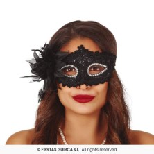 Antifaz negro con flor