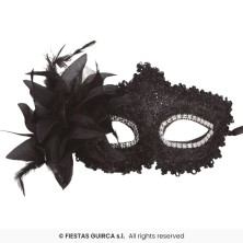 Antifaz negro con flor