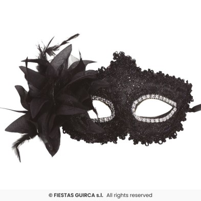 Antifaz negro con flor