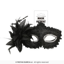 Antifaz negro con flor