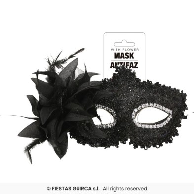 Antifaz negro con flor