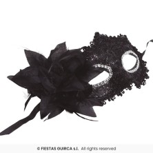 Antifaz negro con flor