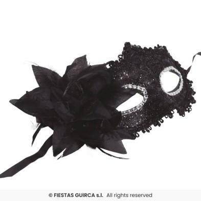 Antifaz negro con flor