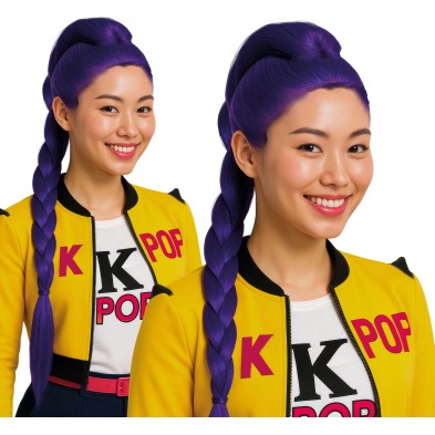 Peluca morada con trenza