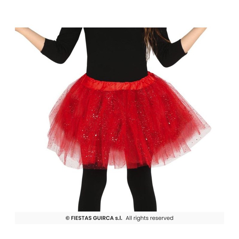 Tutu gliter rojo infantil