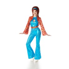 Disfraz de Disco azul para mujer
