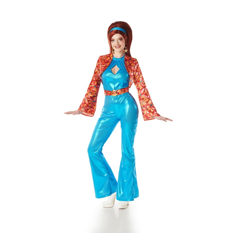 Disfraz de Disco azul para mujer