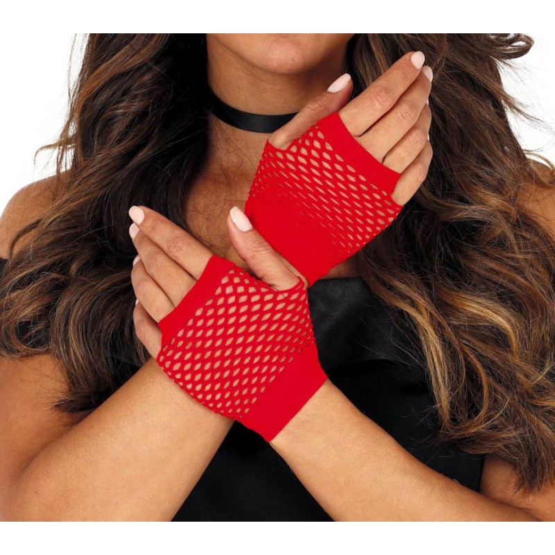 Guantes de malla corto rojos