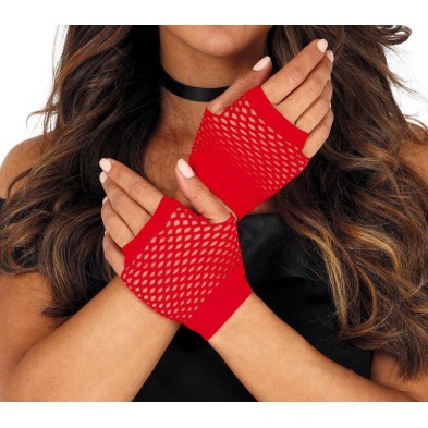 Guantes de malla corto rojos