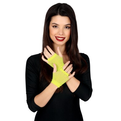 Guantes cortos de malla amarillo neon