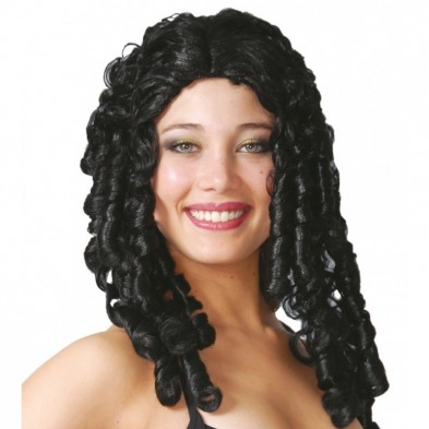Peluca Tirabuzones Negra