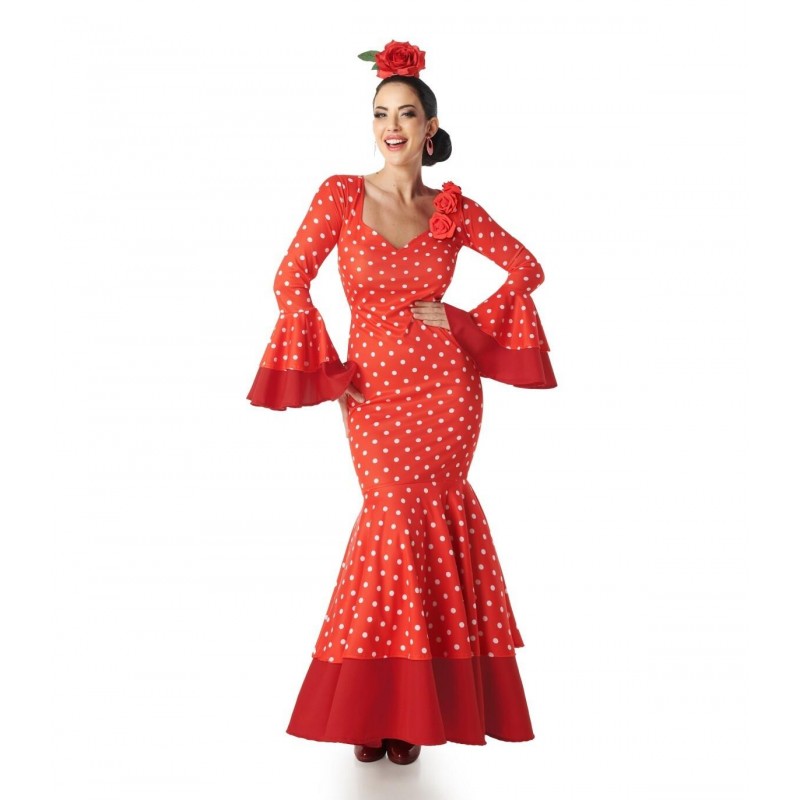 Disfraz de Sevillana rojo con lunar blanco