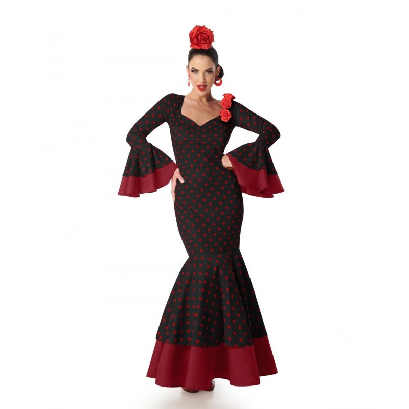 Disfraz de Sevillana negro con lunar blanco