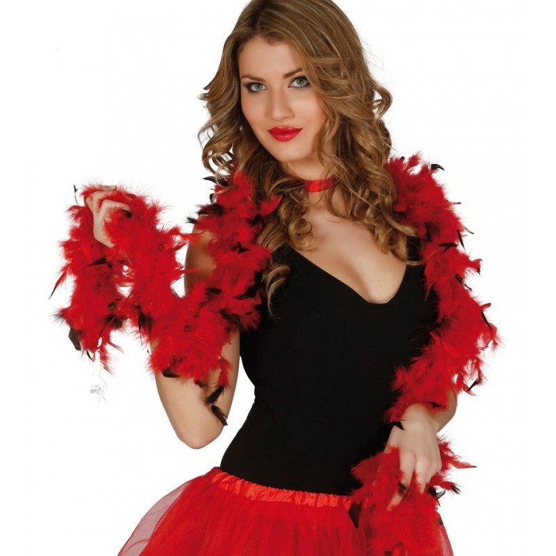 Boa de Plumas roja y negra Boa de Plumas roja y negra