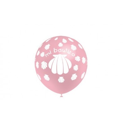 Globos Mi bautizo Rosa