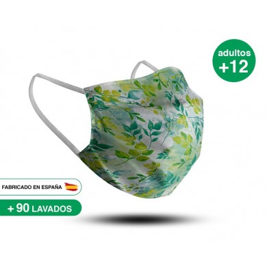 Mascarilla Lavable Flores Verdes
