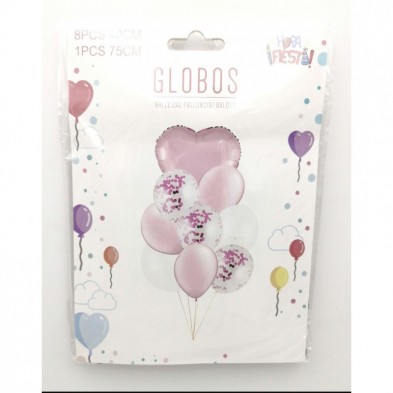 Conjunto de Globos Corazón Rosa