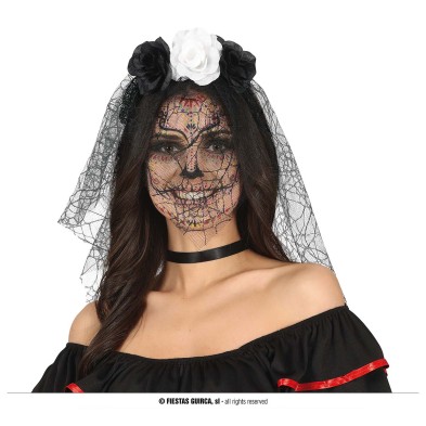 Diadema catrina blanca y negra