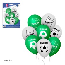 Bolsa de 8 globos futbol verde blanco