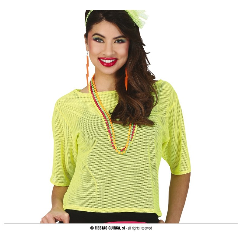 Camiseta de rejilla amarillo neon