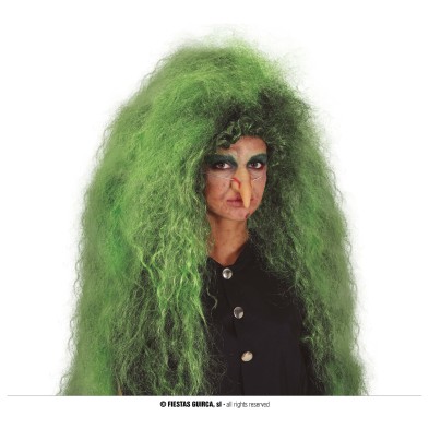 Peluca bruja negra y verde