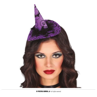 Diadema Mini hat de bruja morado